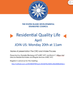 Residential Quality of Life presents the CRO and Intake Process