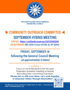 Community Outreach Committee Hybrid Meeting @ Institue for Basic Research